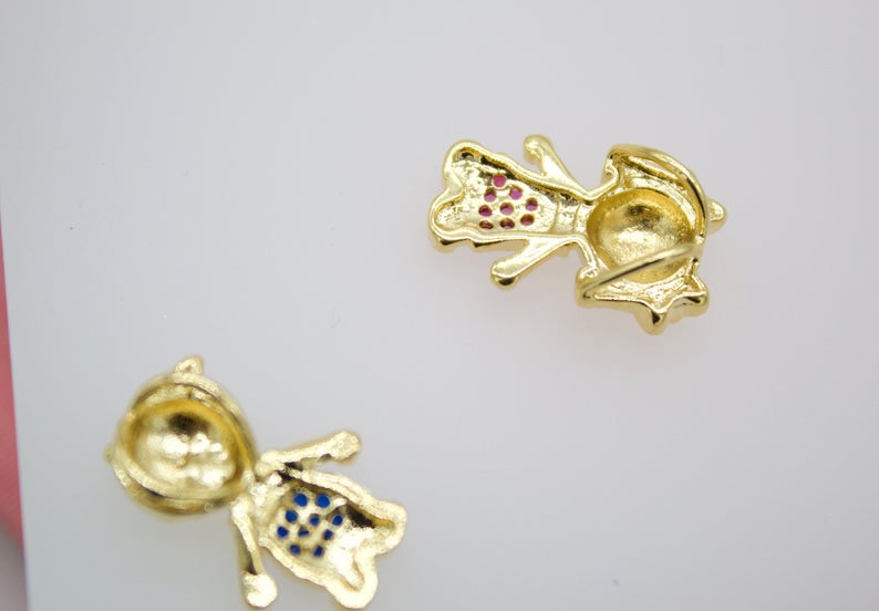 Boy & Girl Pendant Charms With Purple and Blue Cubic Zirconia Stone